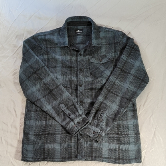 O'Neill Gray Lightweight Plaid Shirt Jacket - Picture 1 of 16